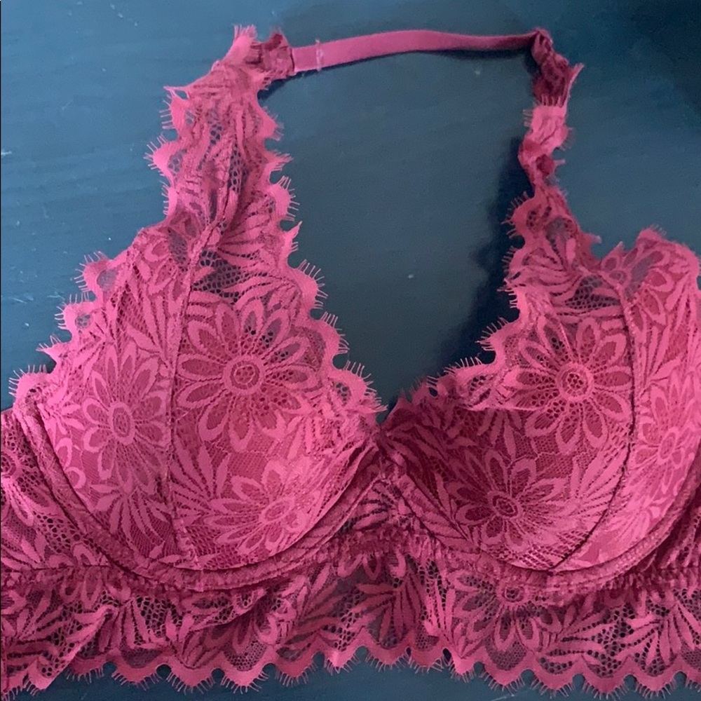 Maroon PINK lace bralette lightly lined
